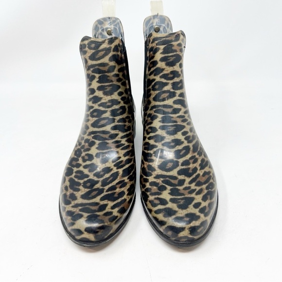 SAM EDELMAN TINSLEY RUBBER LEOPARD RAIN CHELSEA BOOTIES WOMENS SZ 7 - Picture 2 of 9